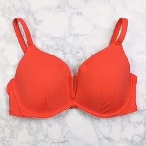 Shade & Shore Orange Ribbed Bikini Swimsuit Top